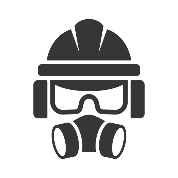 Bouwer veiligheidshelm, bescherming glazen, gasmasker en Headset pictogram. Vector — Stockvector