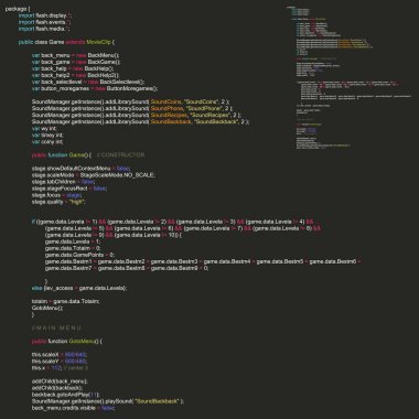 Program kodu listeleme, programlama arka plan. Vektör