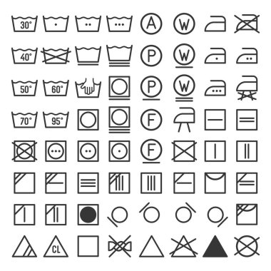 Çamaşırhane ve Icon Set yıkama. Vektör