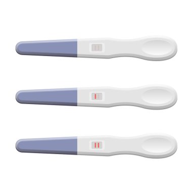 Gebelik testleri ayarlayın. Pozitif ve negatif sonuç. Vektör