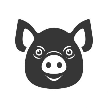 Domuz simgesi. Beyaz arka plan üzerinde koyu Logo. Vektör