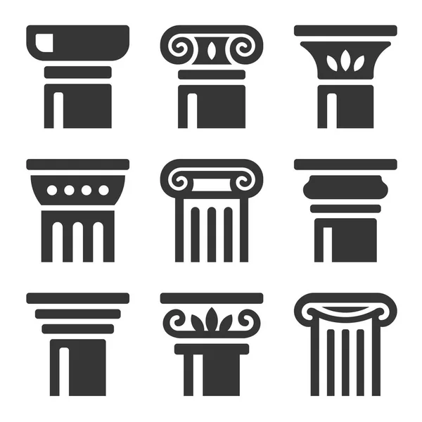 Ancient Columns Icon Set. Vector — Stock Vector