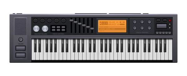 Muzieksynthesizer. Realistische stijl elektronische piano. Vector — Stockvector