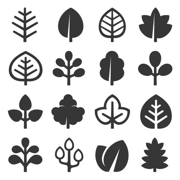 Iconos de hojas sobre fondo blanco. Vector — Archivo Imágenes Vectoriales