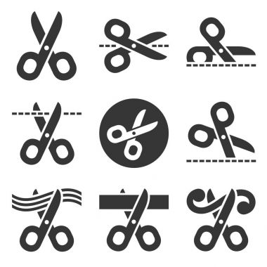 Makas Icon Set. Vektör