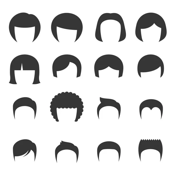 Conjunto de cabello de mujer y hombre. Vector — Vector de stock