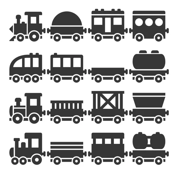 Juego de tren de juguete estilo dibujos animados. Vector — Vector de stock