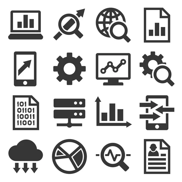 Big Data Analysis Icons Set. Vettore — Vettoriale Stock