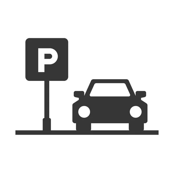 Stationnement zone signe avec voiture sur fond blanc. Vector — Image vectorielle