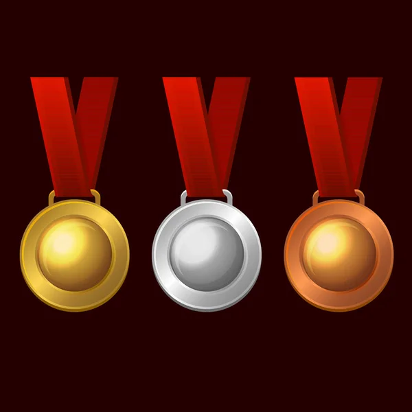 Conjunto de iconos de medalla de oro, plata y bronce. Vector — Archivo Imágenes Vectoriales