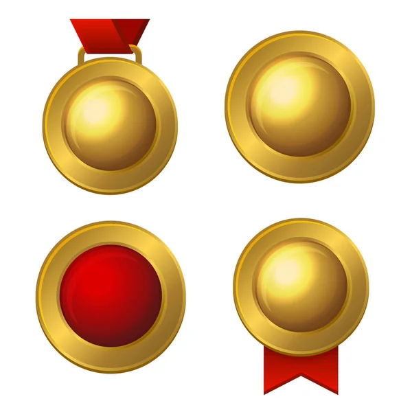 Goldene Etiketten und Medaillen Set. Vektor — Stockvektor