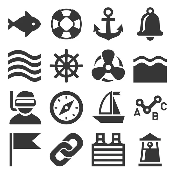 Sea Sailing Icons Set. Vetor —  Vetores de Stock