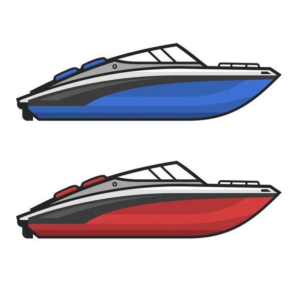 Motor Speed Boat Icon Set. Vetor — Vetor de Stock