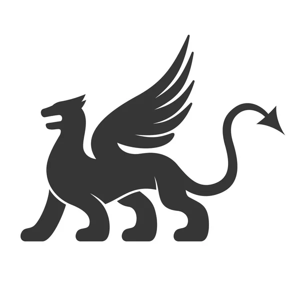 Heraldiska Dragon siluett logotyp. Vektor — Stock vektor