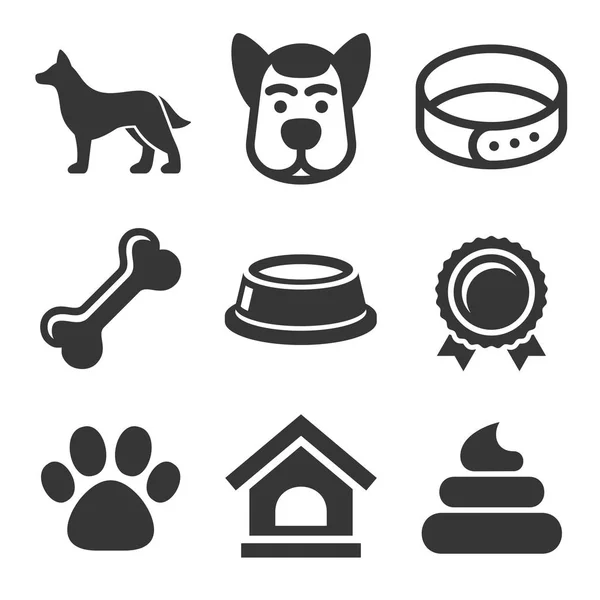 Dog Icons Mengatur Latar Belakang Putih. Vektor - Stok Vektor