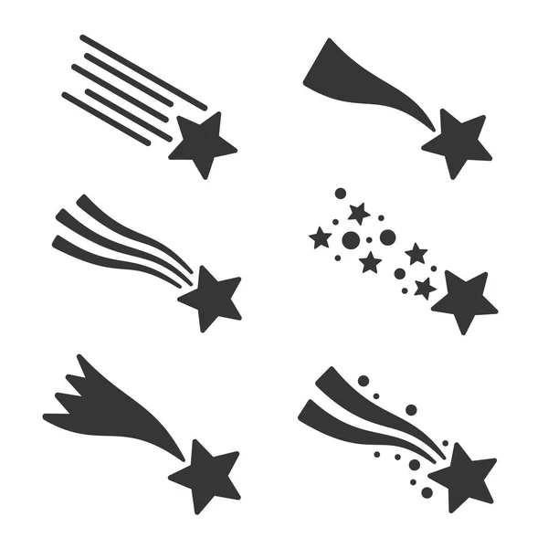 Juego de estrellas fugaces o iconos de cometas. Vector — Vector de stock