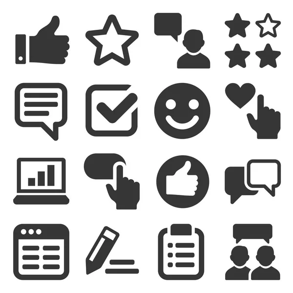 Comentários de clientes e conjunto de ícones de feedback. Vetor — Vetor de Stock