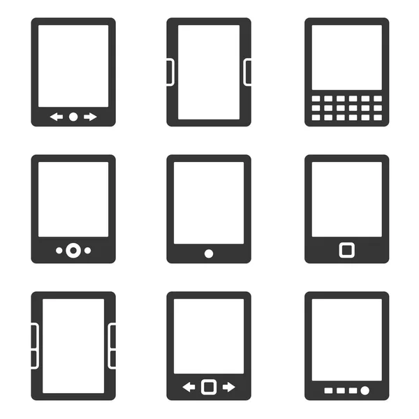 Set di icone per lettori di libri elettronici. Vettore — Vettoriale Stock