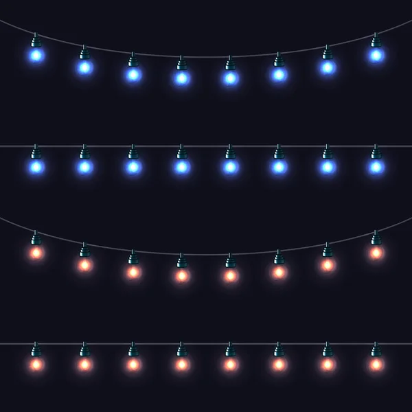 Ensemble de guirlandes de lumières de Noël. Vecteur — Image vectorielle