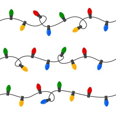 Noel ışıkları kesintisiz renkli Garland küme. Vektör