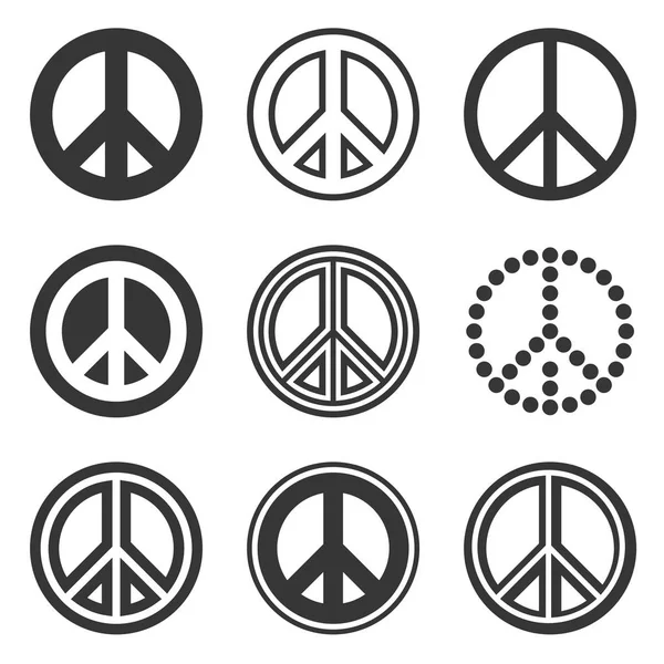 Hippie Peace Signs Set em fundo branco. Vetor —  Vetores de Stock