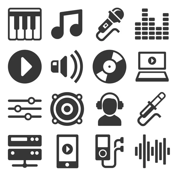 Music Icons Set on White Background. Vector — Stock Vector