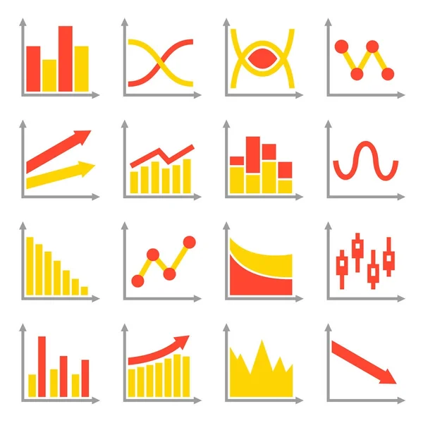 Diagramas e gráficos conjunto de ícones. Vetor —  Vetores de Stock