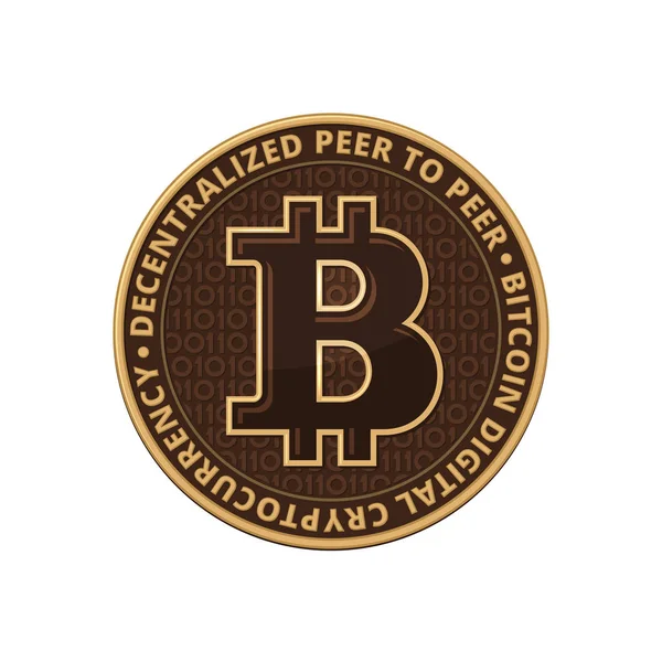 Bitcoin monedas sobre fondo blanco. Vector — Vector de stock