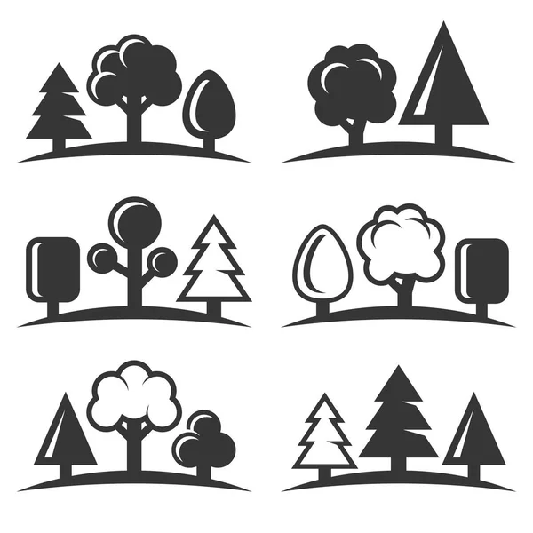 Iconos de árbol sobre fondo blanco. Vector — Vector de stock