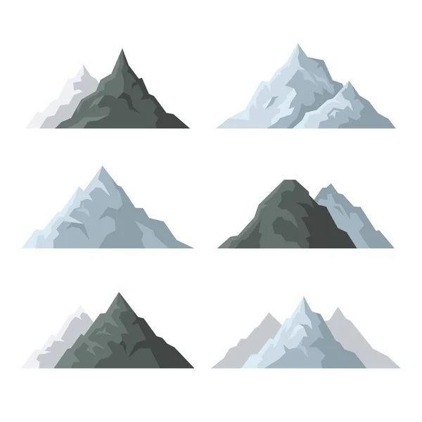 Mountain Icons Set on White Background. Vector — Stock Vector