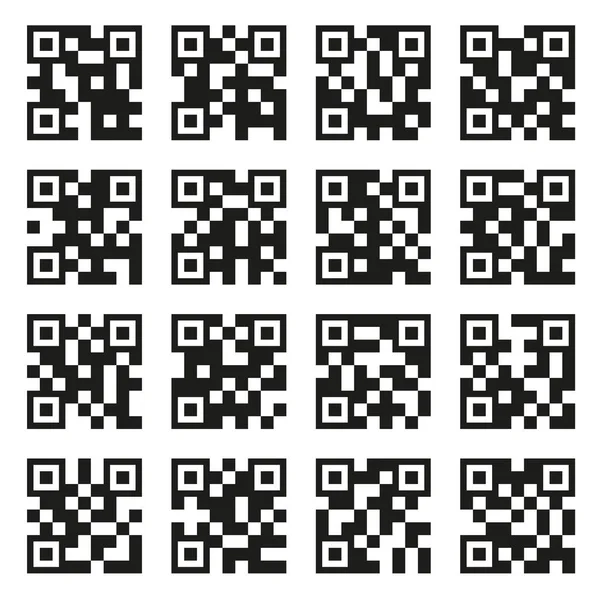 Conjunto de códigos QR. Exemplo de ícones em fundo branco. Vetor — Vetor de Stock