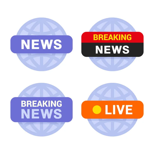 News Media Icons Set on White Background (en inglés). Vector — Vector de stock