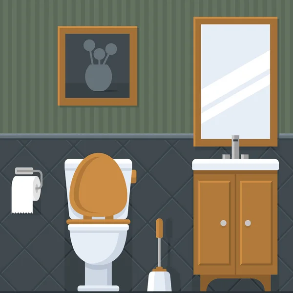 Fondo interior de cuarto de baño de dibujos animados de vector