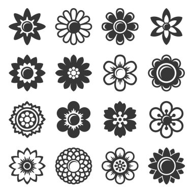 Çiçek simgeleri beyaz arka plan üzerinde ayarlayın. Vektör