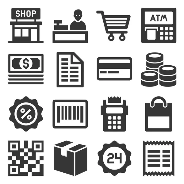 Conjunto de iconos de finanzas y compras. Vector — Vector de stock