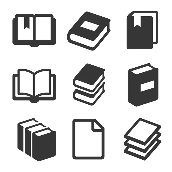Icone del libro impostate su sfondo bianco. Vettore — Vettoriale Stock