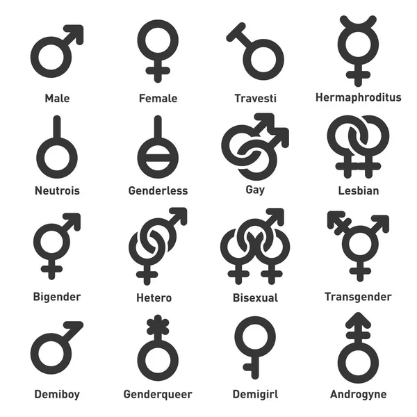 Gender Icons Set on White Background. Vector — Stock Vector