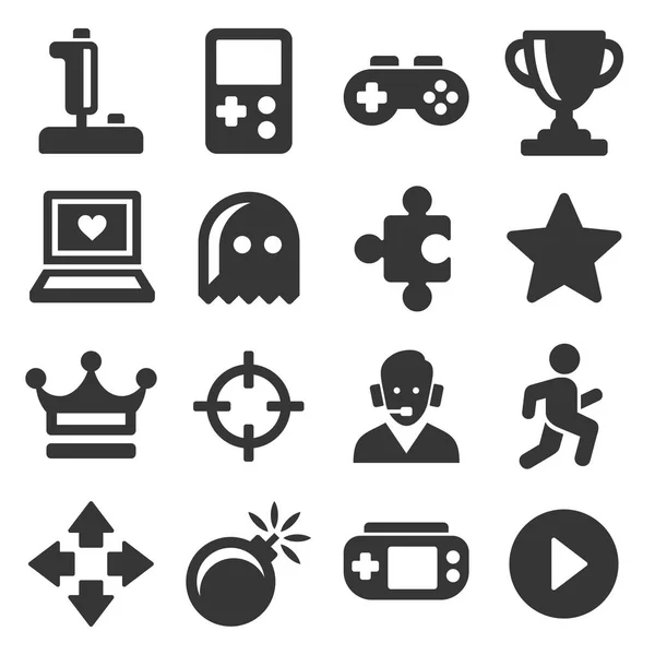 Conjunto de iconos de videojuegos y controlador. Vector — Vector de stock