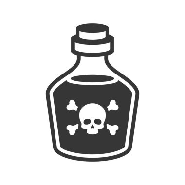 Beyaz arka plan cam zehir şişe simgesi. Vektör