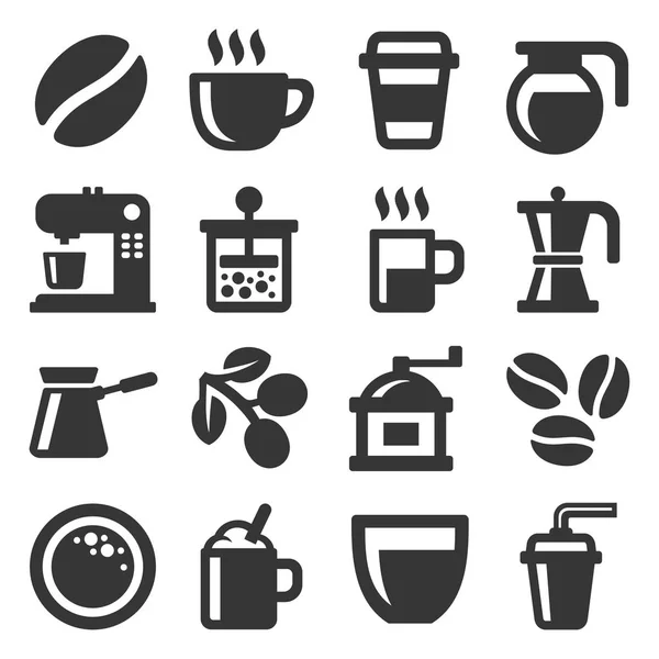 Coffee Icons Set on White Background. Vector — Stock Vector