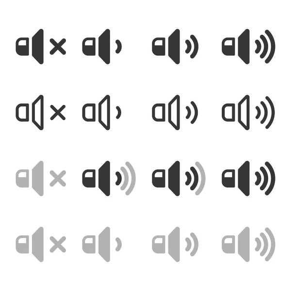 Icônes de haut-parleur sonore réglées avec différents niveaux de volume. Vecteur — Image vectorielle