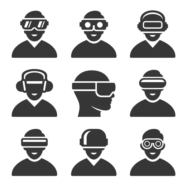 Virtual Reality Vr Headset Icons Set. Vector — Stockvector