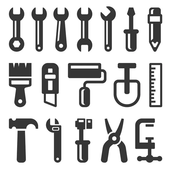 Conjunto de ícones de ferramentas em fundo branco. Vetor — Vetor de Stock
