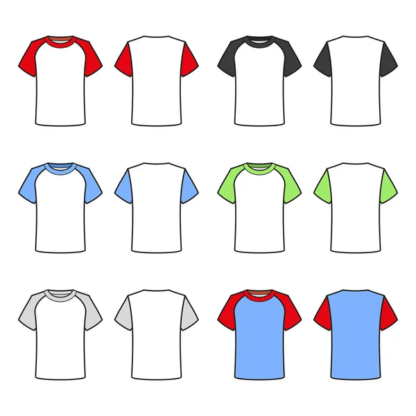Цветные футболки на белом фоне. Вектор — стоковый вектор