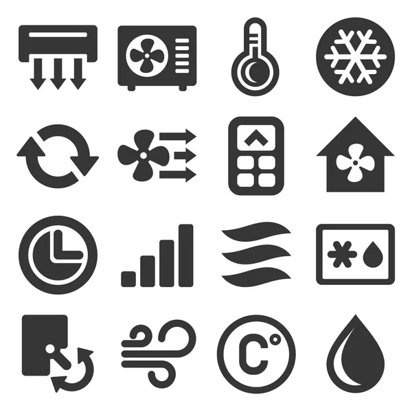 Air Conditioner Icons Set op witte achtergrond. Vector — Stockvector