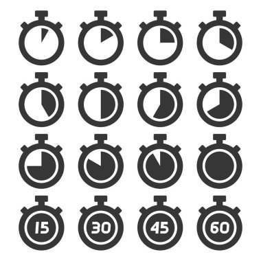 Stopwatch Icons Set on White Background. Vector clipart