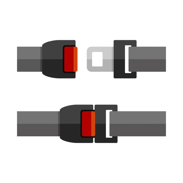 Open and Close Seatbelt Set. Flat Style Vector — Stock Vector