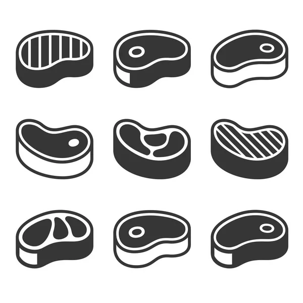 Conjunto de ícones de bife. Vetor — Vetor de Stock