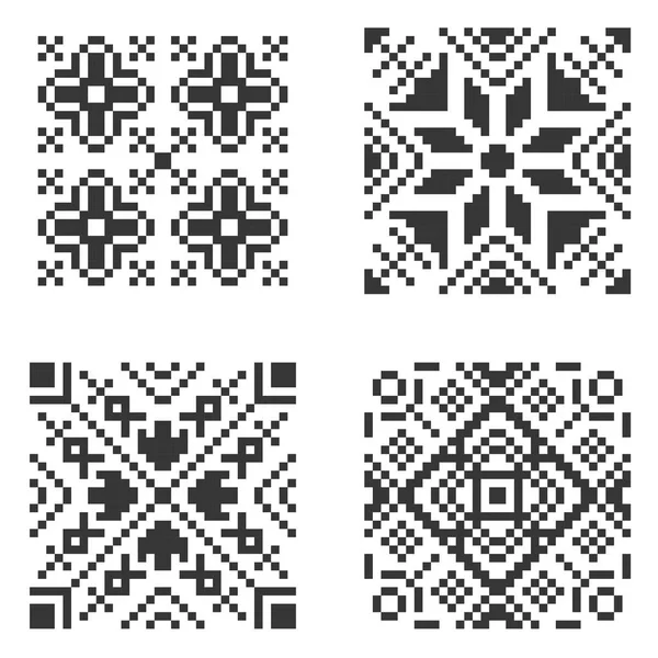 Conjunto de padrões sem costura étnica Pixel. Vetor — Vetor de Stock