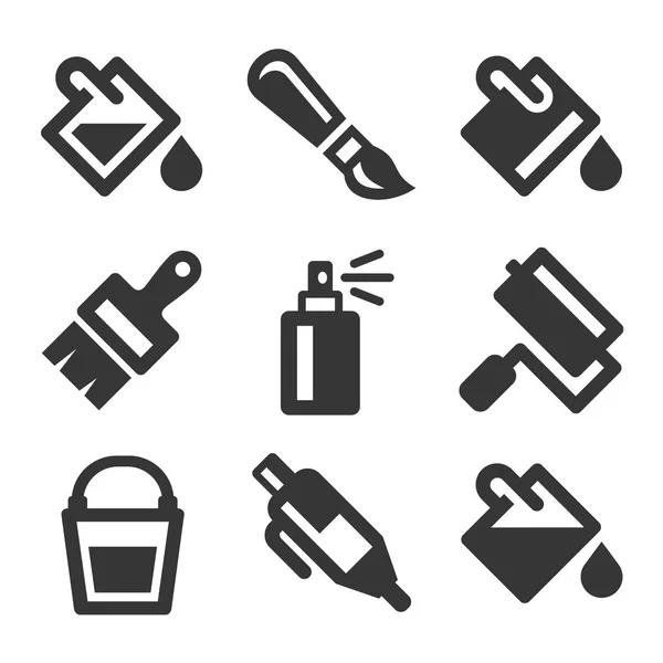 Set icone strumento secchio vernice. Vettore — Vettoriale Stock